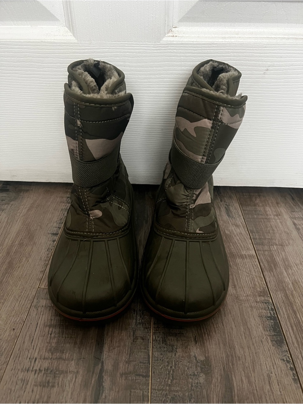 The Children's Place green camouflage kids' winter boots
